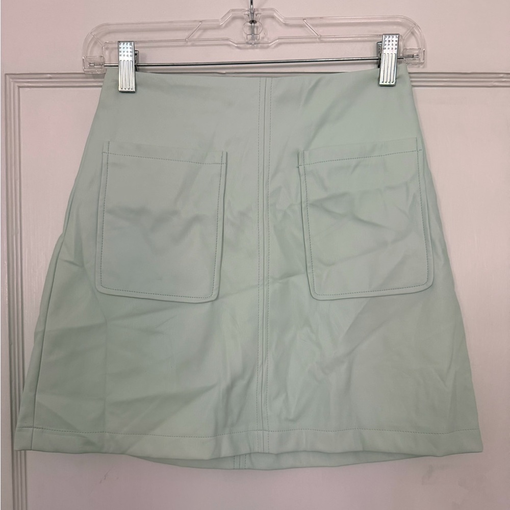 Maeve Anthropologie faux leather mint green mini skirt women’s XXS